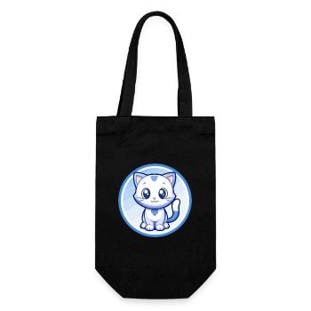 Cat Blue Cute Kawaii Cartoon Character Clipart Pet - Gift Bag for Bottles - black - Front