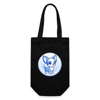 Chihuahua Dog Blue Cute Kawaii Cartoon Clipart Pet - Gift Bag for Bottles - black - Front