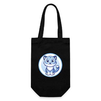 Amur Leopard Blue Kawaii Cartoon Character Clipart - Gift Bag for Bottles - black - Front