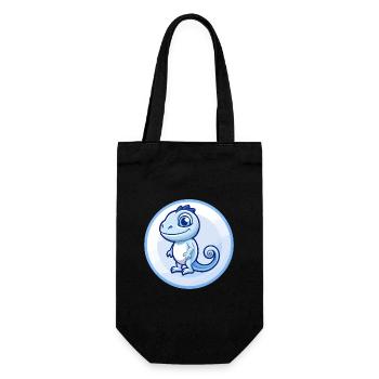 Chameleon Blue Kawaii Cartoon Character Clipart - Gift Bag for Bottles - black - Front