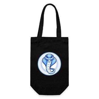 Cobra bleu kawaii dessin animé personnage clipart animal de compagnie - Sac à bouteille - noir - Devant