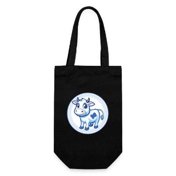 Vache Bleu Mignon Kawaii Dessin Animé Personnage Clipart Animal de compagnie - Sac à bouteille - noir - Devant