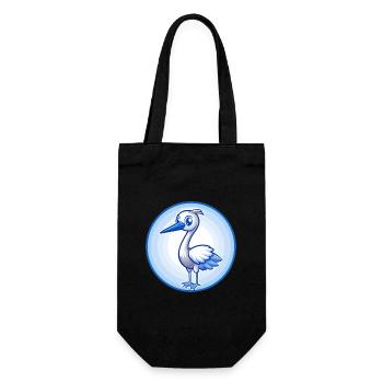 grue bleu kawaii dessin animé personnage clipart animal de compagnie - Sac à bouteille - noir - Devant