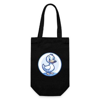 Ente Blau Kawaii Cartoon Figur Clipart Haustier - Geschenkbeutel für Flaschen - Schwarz - Vorne