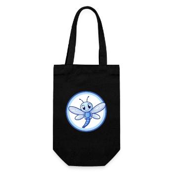 libellule bleu kawaii personnage de dessin animé clipart - Sac à bouteille - noir - Devant