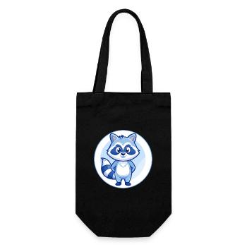 raton laveur bleu kawaii dessin animé personnage clipart animal de compagnie - Sac à bouteille - noir - Devant