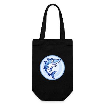 Barracuda Blue Kawaii Dessin animé Personnage Clipart - Sac à bouteille - noir - Devant