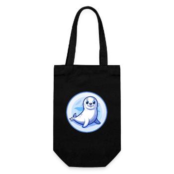 phoque bleu kawaii dessin animé personnage clipart animal de compagnie - Sac à bouteille - noir - Devant