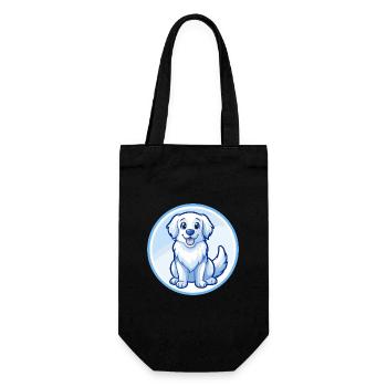 Golden Retriever Dog Blue Kawaii Cartoon Character - Gift Bag for Bottles - black - Front