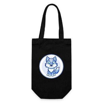 Wolf Blue Kawaii Cartoon Character Clipart Pet - Gift Bag for Bottles - black - Front
