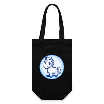 Cheval Bleu Kawaii Dessin Animé Personnage Clipart Animal de compagnie - Sac à bouteille - noir - Devant