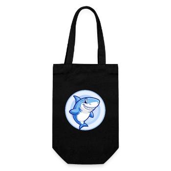 requin bleu kawaii dessin animé personnage clipart animal de compagnie - Sac à bouteille - noir - Devant
