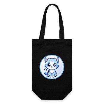 Kitten Blue Kawaii Cartoon Character Clipart Pet - Gift Bag for Bottles - black - Front