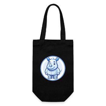 Rhino Blau Kawaii Cartoon Figur Clipart Haustier - Geschenkbeutel für Flaschen - Schwarz - Vorne