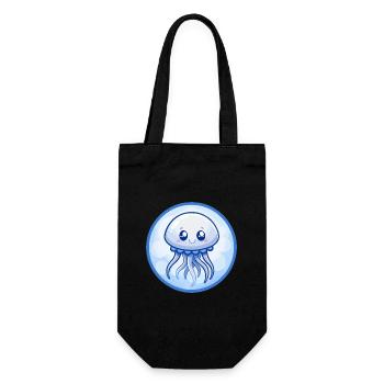 méduse bleu kawaii dessin animé personnage clipart - Sac à bouteille - noir - Devant