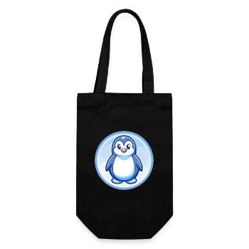 Pinguin Blau Kawaii Cartoon Figur Clipart Haustier - Geschenkbeutel für Flaschen - Schwarz - Vorne