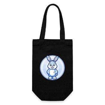 Rabbit Blue Kawaii Cartoon Character Clipart Pet - Gift Bag for Bottles - black - Front