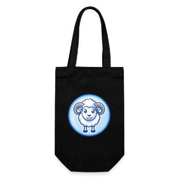Ram Blau Niedlich Kawaii Cartoon Figur Clipart Haustier - Geschenkbeutel für Flaschen - Schwarz - Vorne
