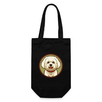 Bichon Frise Dog Colorful Kawaii Cartoon Clipart - Gift Bag for Bottles - black - Front