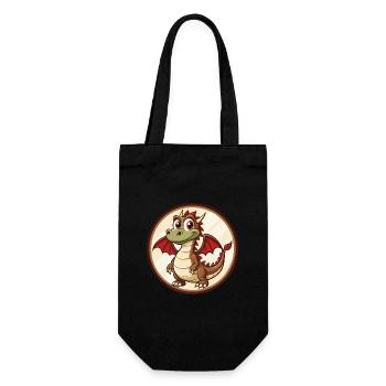 Dragon Colorful Kawaii Cartoon Character Clipart - Gift Bag for Bottles - black - Front