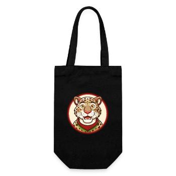 Leopard Colorful Kawaii Cartoon Character Clipart - Gift Bag for Bottles - black - Front