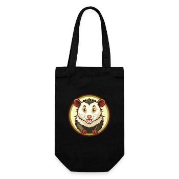 Opossum coloré Kawaii Dessin animé Personnage Clipart - Sac à bouteille - noir - Devant