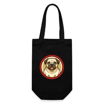 Carlin chien coloré Kawaii dessin animé Personnage Clipart - Sac à bouteille - noir - Devant