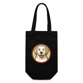 Labrador retriever chien Kawaii personnage de dessin animé - Sac à bouteille - noir - Devant