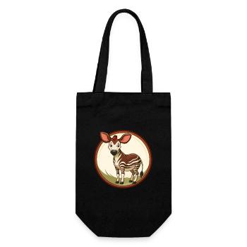 Okapi Colorful Kawaii Cartoon Character Clipart - Gift Bag for Bottles - black - Front