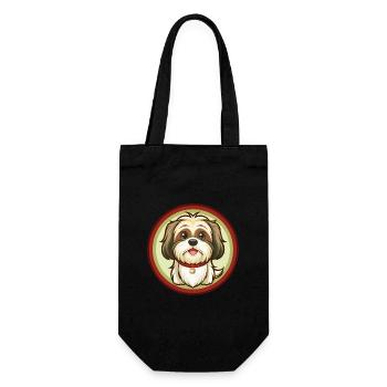 Shih Tzu Hund Bunte Kawaii Cartoon Figur Haustier - Geschenkbeutel für Flaschen - Schwarz - Vorne