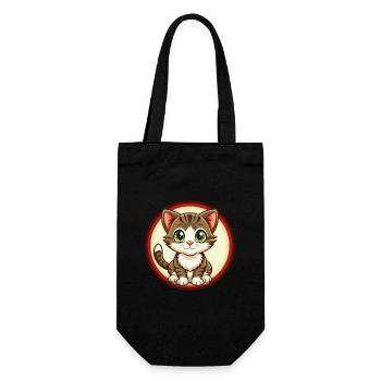 Kitten Colorful Kawaii Cartoon Character Clipart - Gift Bag for Bottles - black - Front