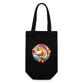 Fish Cute Funny Kawaii Cartoon Clipart Animal Pet - Gift Bag for Bottles - black - Front