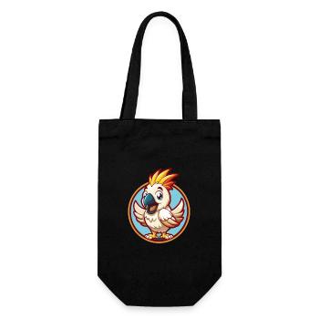 Kakadu Lustige Kawaii Cartoon Clipart Tier Haustier - Geschenkbeutel für Flaschen - Schwarz - Vorne
