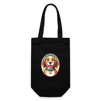Beagle Dog Funny Kawaii Cartoon Clipart Animal Pet - Gift Bag for Bottles - black - Front