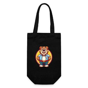 Ours mignon drôle Kawaii dessin animé Clipart animal de compagnie - Sac à bouteille - noir - Devant