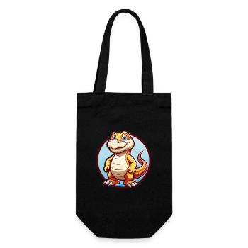 Komodo Dragon Funny Kawaii Cartoon Clipart Animal - Gift Bag for Bottles - black - Front