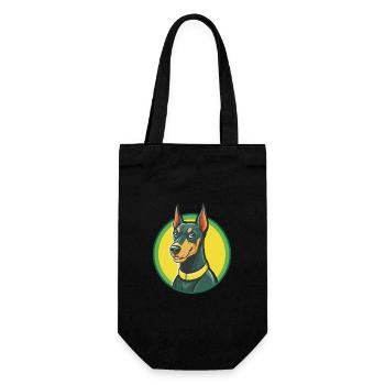 Dobermann chien mignon Kawaii dessin animé Clipart Animal - Sac à bouteille - noir - Devant