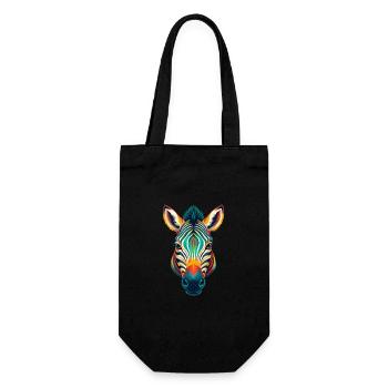 Zebra Cute Kawaii Cartoon Clipart Animal Face - Gift Bag for Bottles - black - Front