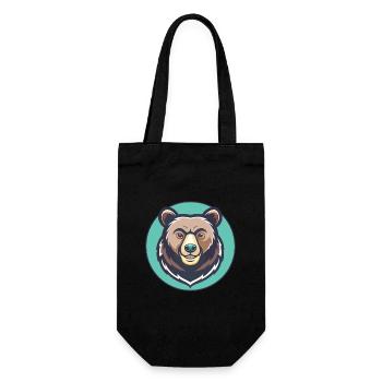 Ours Kawaii Dessin animé Personnage Animal Animal Visage - Sac à bouteille - noir - Devant