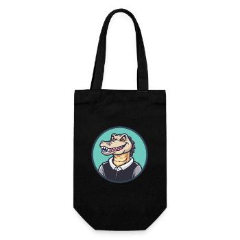 Crocodile Kawaii Dessin animé Personnage Animal Animal Visage - Sac à bouteille - noir - Devant
