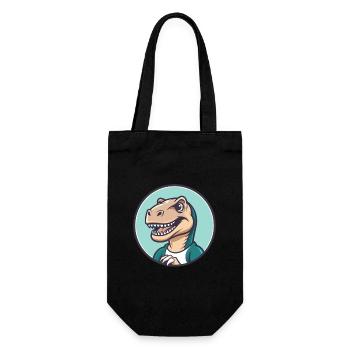 dinosaure kawaii dessin animé personnage animal visage d’animal de compagnie - Sac à bouteille - noir - Devant