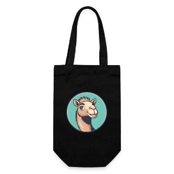 Camel Kawaii Dessin animé Personnage Animal Animal Visage - Sac à bouteille - noir - Devant