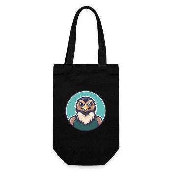 Hawk Kawaii Cartoon Character Animal Pet Face - Gift Bag for Bottles - black - Front