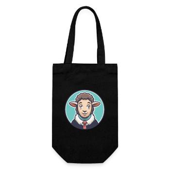 Sheep Kawaii Cartoon Character Animal Pet Face - Gift Bag for Bottles - black - Front