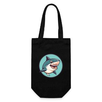 requin kawaii dessin animé personnage animal visage d’animal - Sac à bouteille - noir - Devant