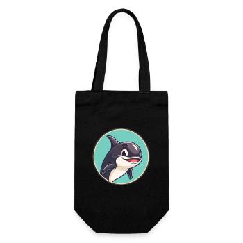 Orca Kawaii Cartoon Figur Tier Haustier Gesicht - Geschenkbeutel für Flaschen - Schwarz - Vorne