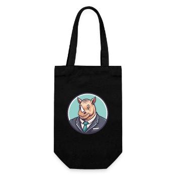 rhinocéros kawaii dessin animé personnage animal visage d’animal de compagnie - Sac à bouteille - noir - Devant