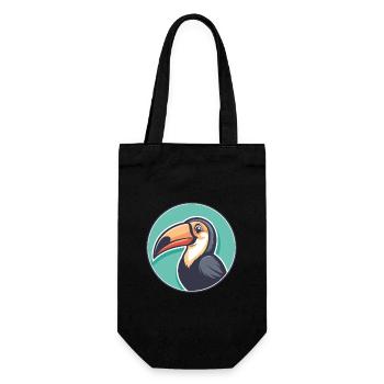 Toucan Kawaii Dessin animé Personnage Animal Animal Visage - Sac à bouteille - noir - Devant