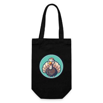 Turquie Kawaii Dessin animé Personnage Animal Animal Visage - Sac à bouteille - noir - Devant