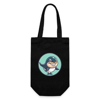 Wal Kawaii Cartoon Figur Tier Haustier Gesicht - Geschenkbeutel für Flaschen - Schwarz - Vorne